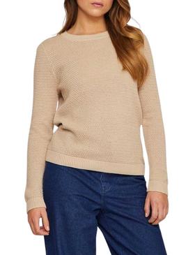 Camisola Vila Vidalo bege para mulher.