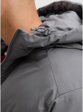 Jaqueta acolchoada Jack and Jones Soho cinza para homem.