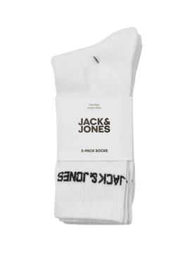 Pack de meias Jack and Jones Melvin brancas para homem