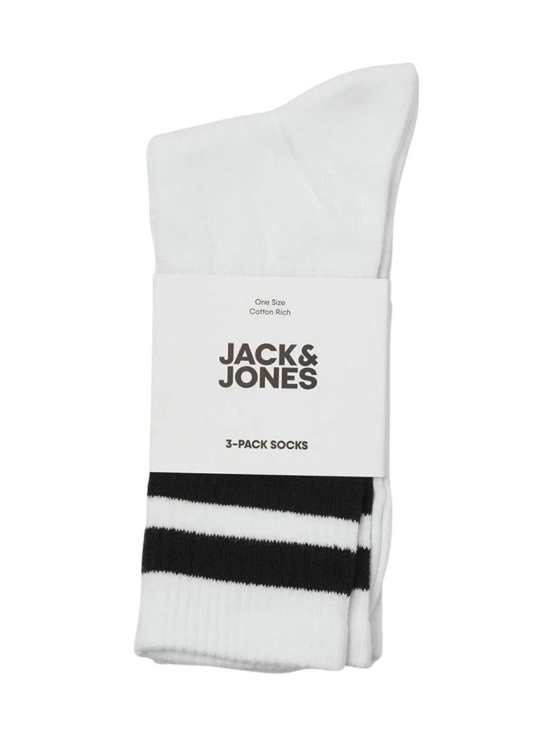 Pack de meias Jack and Jones Travis brancas para homem.
