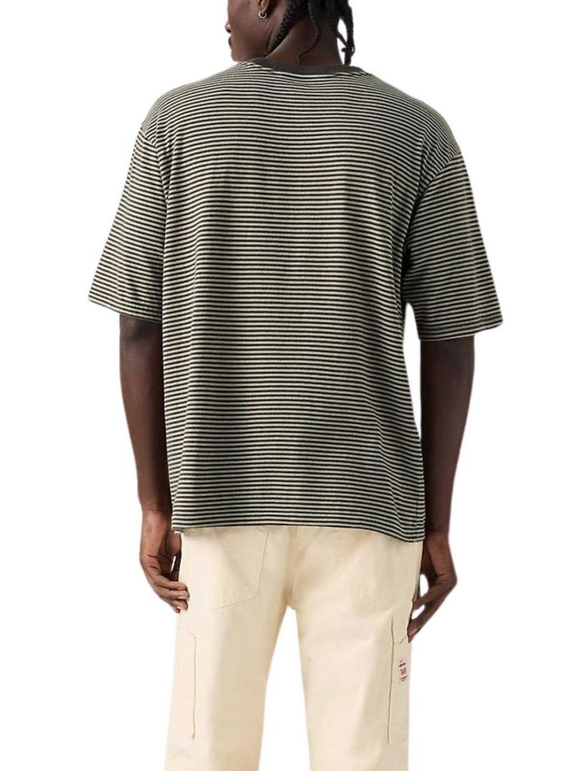 Camisa Levi's Worker listrada verde para homem.