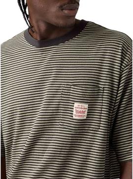 Camisa Levi's Worker listrada verde para homem.