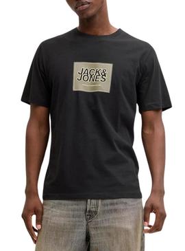 Camiseta Jack and Jones Rain preta para homem.