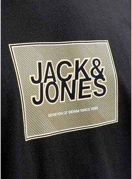 Camiseta Jack and Jones Rain preta para homem.