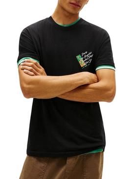 Camiseta Tommy Jeans Shift preta para homem.