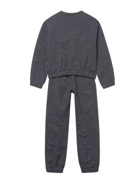 Conjunto de moletom acolchoado cinza da Mayoral para menina.