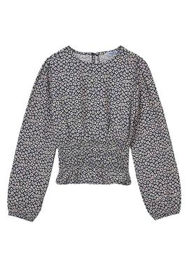 Blusa Mayoral azul marinho e bege para menina