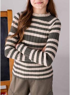 Jersey Mayoral semicisne bege e verde para menina.