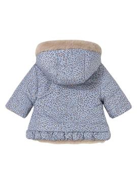 Casaco reversível Mayoral de estampa animal azul para bebê.