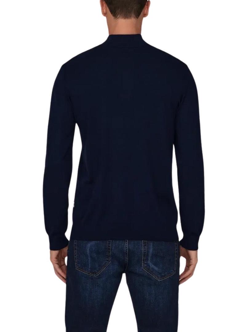 Jersey Only and Sons Wyler Half Zip azul para homem.