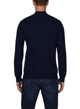Jersey Only and Sons Wyler Half Zip azul para homem.