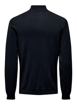 Jersey Only and Sons Wyler Half Zip azul para homem.