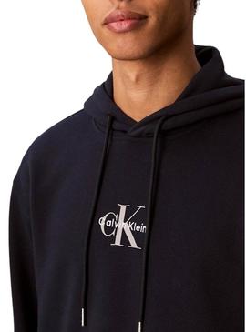 Moletom Calvin Klein Jeans Micro Monólogo azul marinho para homem.