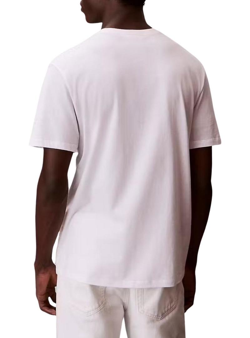 Camiseta Calvin Klein Jeans Micro Monólogo branca para homens.
