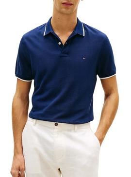 Camisa polo Tommy Hilfiger Piqué azul para homens