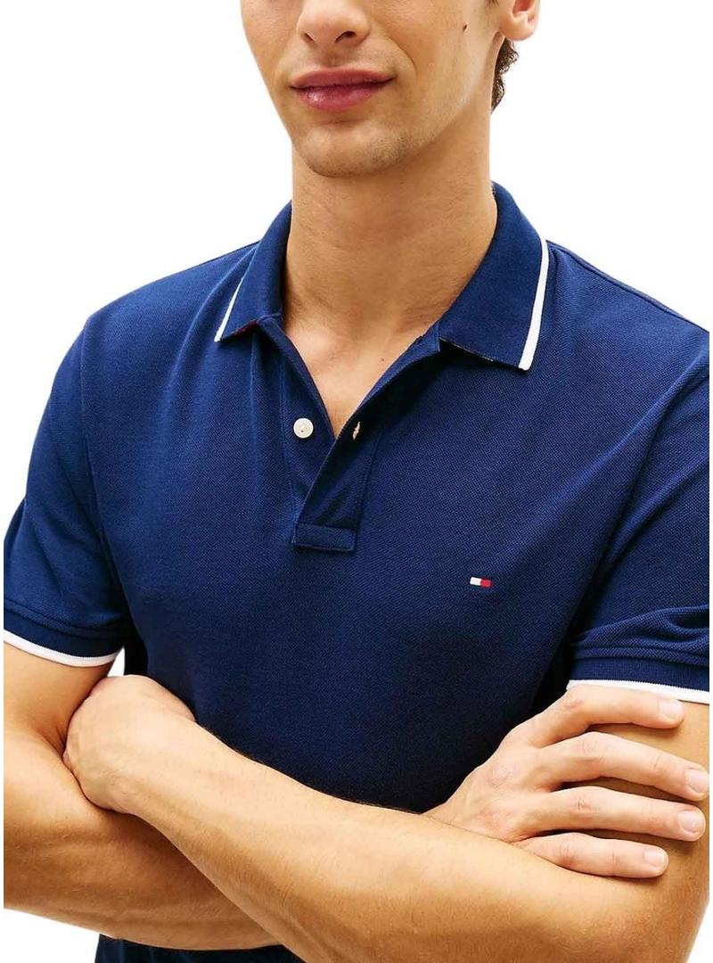 Camisa polo Tommy Hilfiger Piqué azul para homens