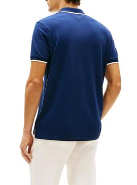 Camisa polo Tommy Hilfiger Piqué azul para homens