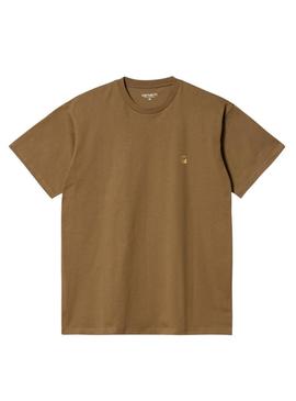 Camiseta Carhartt Chase marrom para homem.