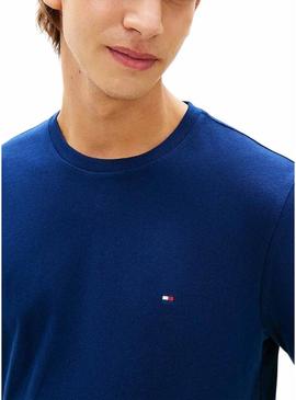 Camiseta básica azul da Tommy Hilfiger para homem.