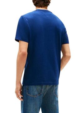 Camiseta básica azul da Tommy Hilfiger para homem.