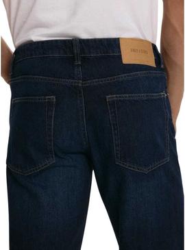 Calça jeans Only and Sons Sedge em denim escuro para homem