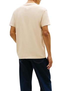Camiseta Tommy Jeans Big Flag bege para homem