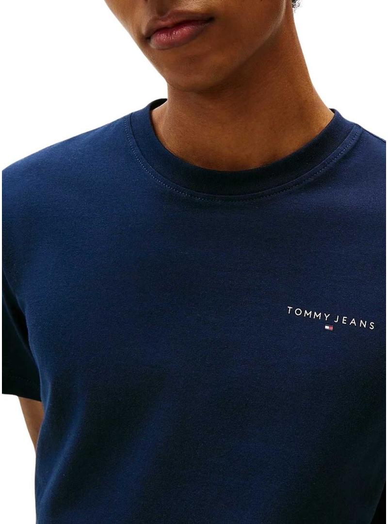 Camisa Tommy Jeans Linear Chest azul marinho para homem.