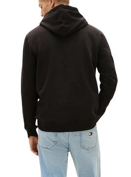 Moletom Tommy Jeans Linear Logo preto para homem.