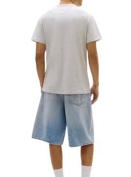 Camisa Tommy Jeans Essential Flag cinza para homem.