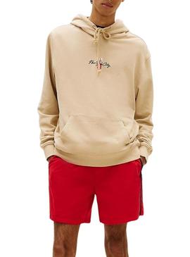 Moletom Tommy Jeans Backprint bege para homem.