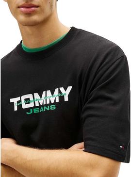 Camiseta Tommy Jeans 90S Block preta para homem