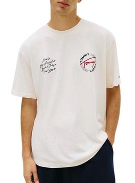 Camiseta Tommy Jeans Circle branca para homem