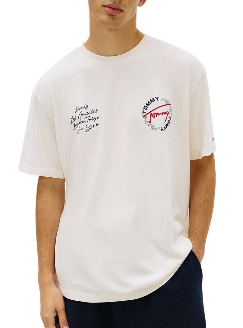 Camiseta Tommy Jeans Circle branca para homem