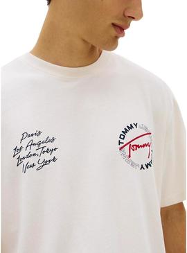 Camiseta Tommy Jeans Circle branca para homem