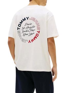 Camiseta Tommy Jeans Circle branca para homem