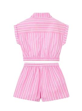 Conjunto Mayoral rosa listrado para menina
