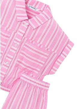Conjunto Mayoral rosa listrado para menina