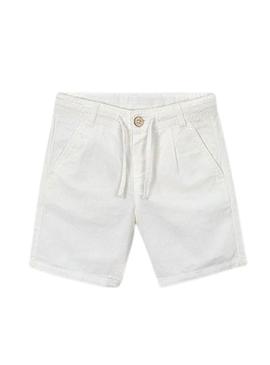 Bermuda Mayoral em linho branco com caimento relaxado para menino.