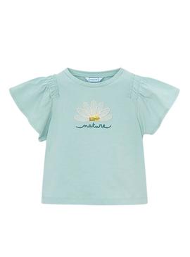 Camiseta Mayoral Nature azul turquesa para meninas.