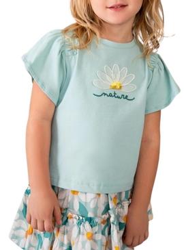 Camiseta Mayoral Nature azul turquesa para meninas.