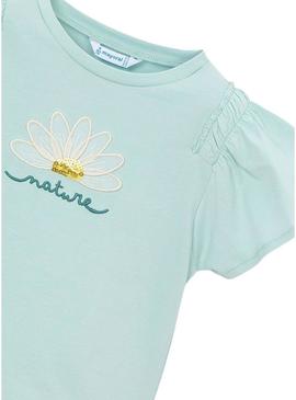 Camiseta Mayoral Nature azul turquesa para meninas.