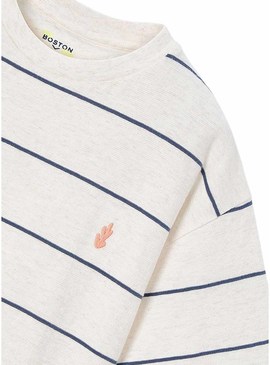 Camisola listrada branca e azul da Mayoral para menino.