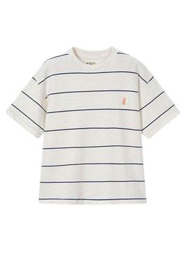 Camisola listrada branca e azul da Mayoral para menino.