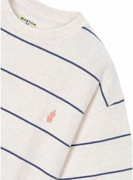 Camisola listrada branca e azul da Mayoral para menino.