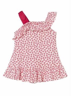 Vestido Mayoral de tricô em bambula vermelha para bebê.