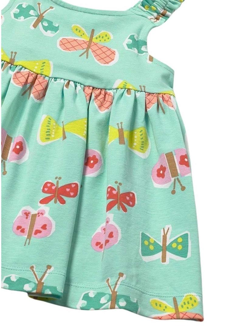 Vestido Mayoral borboletas azul turquesa para bebê.