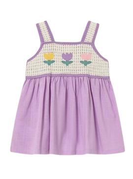 Vestido Mayoral Crochet lilás para bebê.