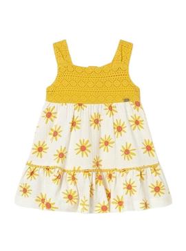 Vestido Mayoral guipir amarelo para menina