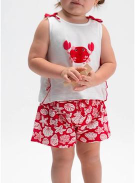 Conjunto Mayoral de caranguejo vermelho e branco para bebê