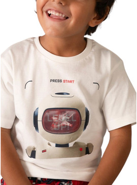Camiseta Mayoral Robot bege para menino.